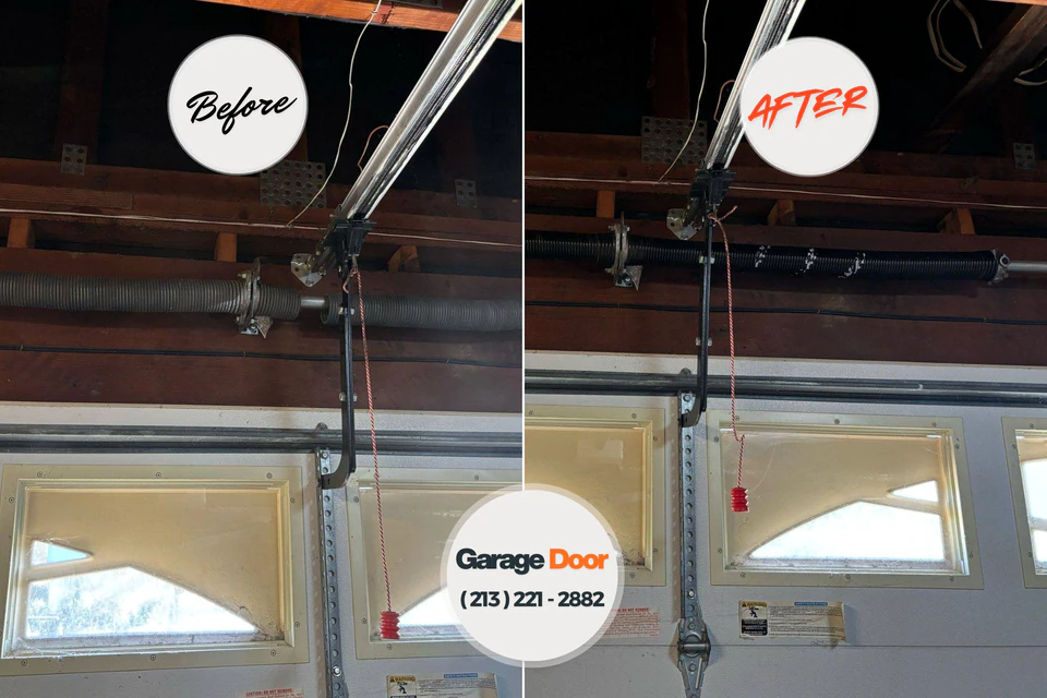 Before and after: garage door repair Bethel Linden